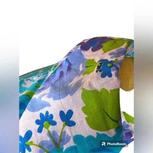 Retro vintage style HANDMADE woman’s pleated top floral BOLD pattern - Picture 5 of 9